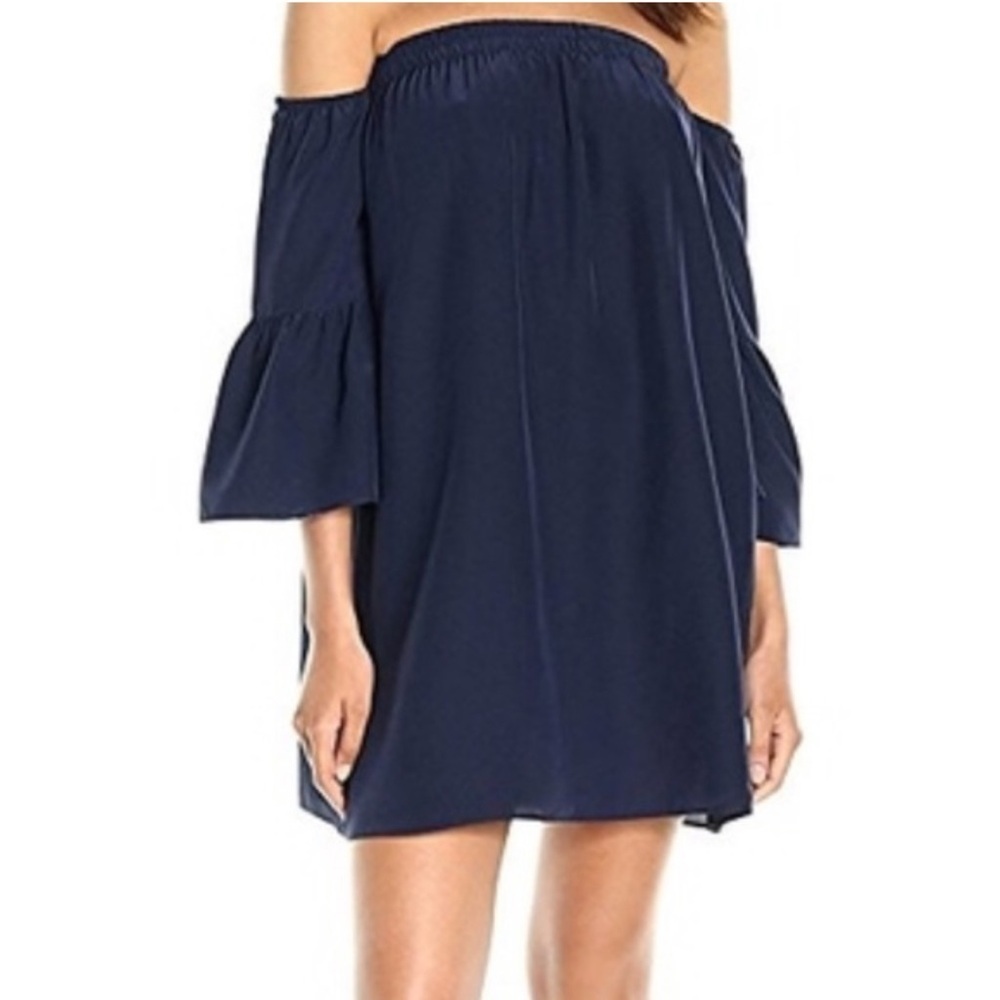 Lilly Pulitzer Women’s Sanilla Silk Off Shoulder Mini Dress Size XS Navy Blue
